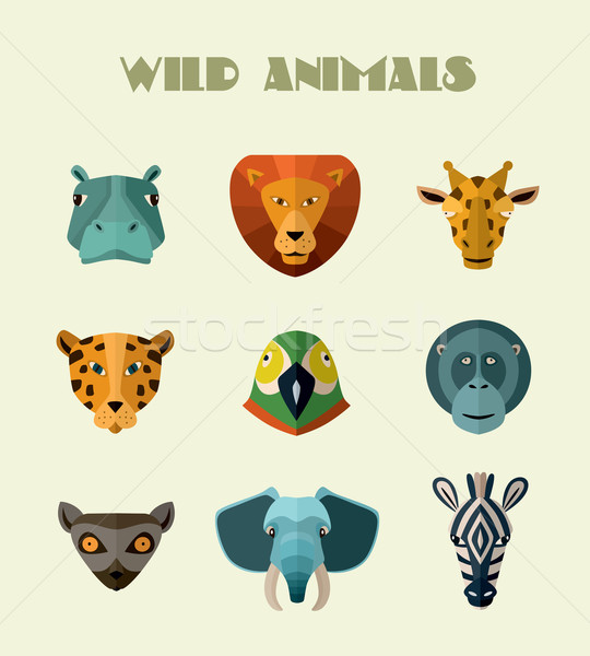 Wild animals icons. Vector format. Stock photo © studioworkstock