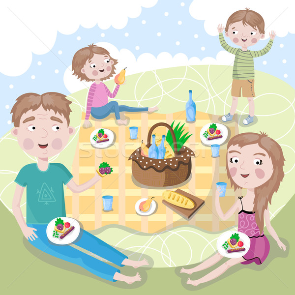 Familia fin de semana familia feliz picnic junto aire libre Foto stock © studioworkstock