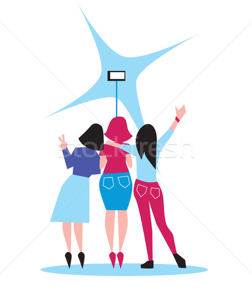 Personnes extraordinaire trois fille téléphone [[stock_photo]] © studioworkstock