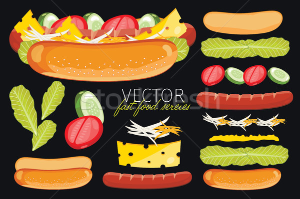 Hot dog noir isolé vecteur [[stock_photo]] © studioworkstock