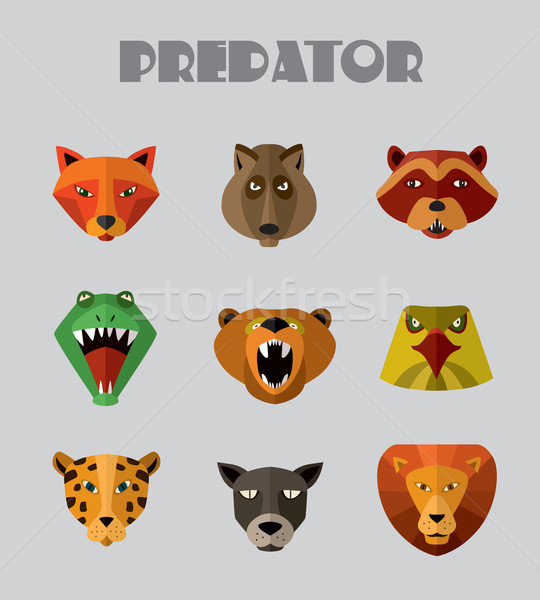 Predador animais ícones vetor formato animal Foto stock © studioworkstock