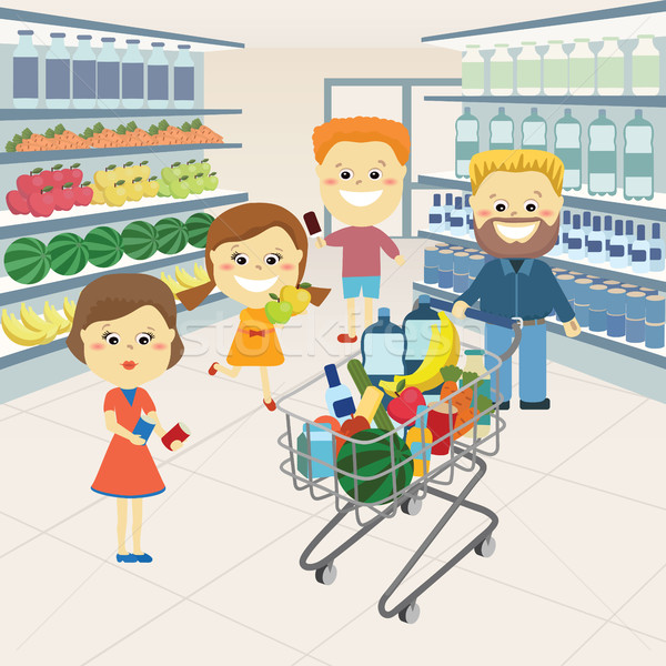 Family at the grocery store. Stock photo © studioworkstock