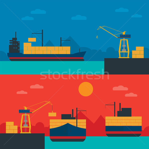 Logistics infographic banner set. Flat vector. Stock photo © studioworkstock
