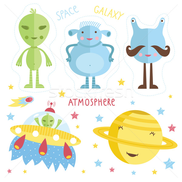 Cartoon illustration about space. Stock photo © studioworkstock