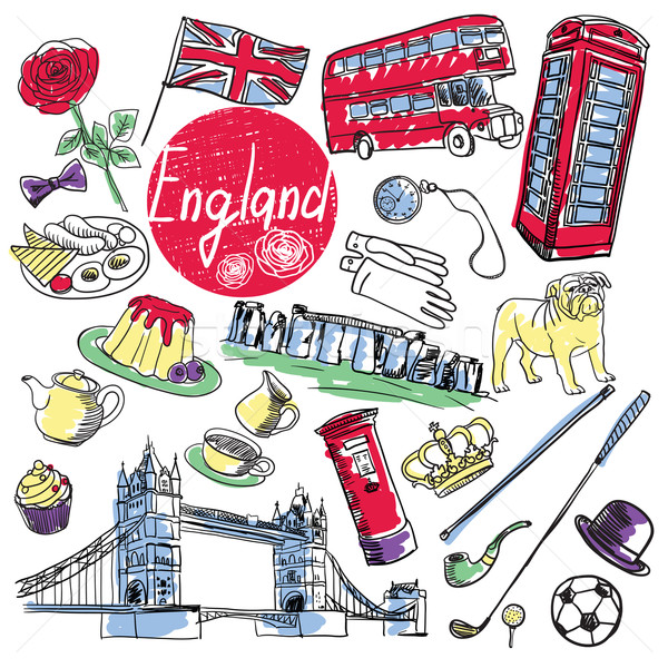 Vector set of tourist attractions England. Stock photo © studioworkstock