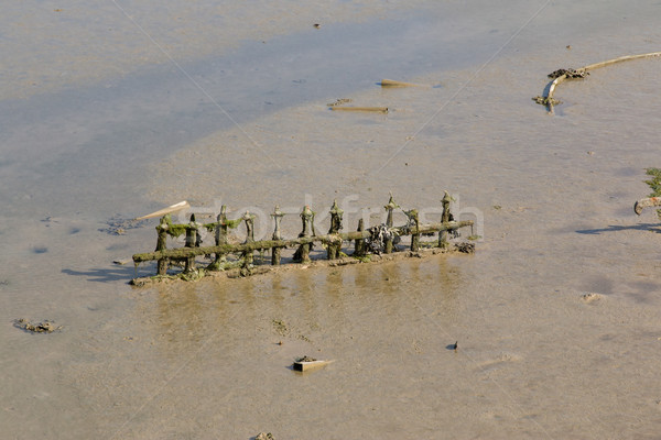 Boue faible marée vieux clôture Photo stock © suerob