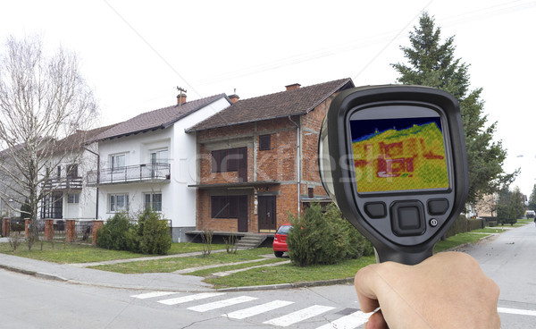 Homlokzat infravörös szivárgás ház technológia hőmérő Stock fotó © Suljo