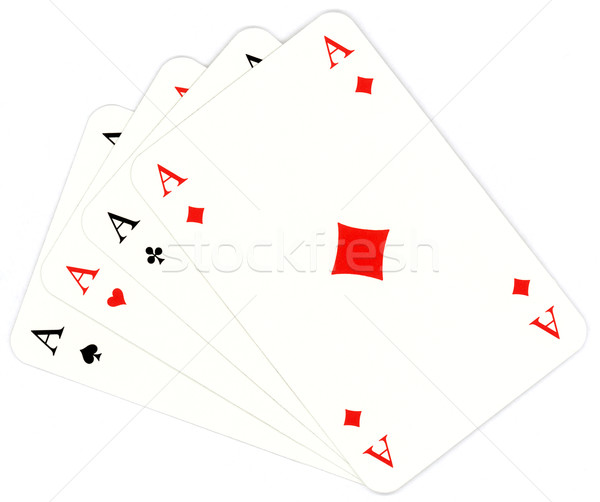 Poker vier Asse isoliert weiß Geld Stock foto © Suljo