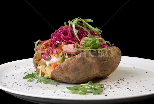 Recheado batata branco prato isolado Foto stock © Suljo
