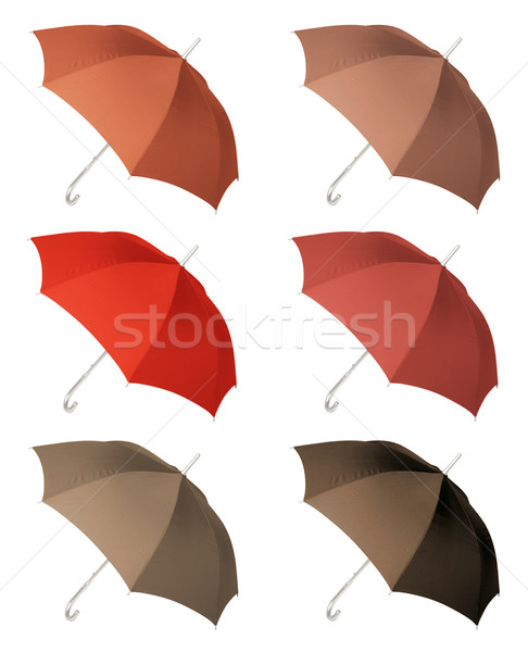 Zes parasols geïsoleerd witte vallen veiligheid Stockfoto © Suljo