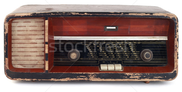 Foto stock: Edad · radio · vintage · aislado · blanco