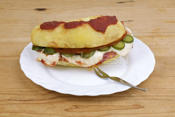 Stock foto: Kartoffel · Sandwich · Teil · gefüllt · gebacken · alten