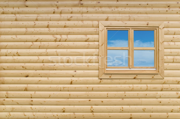 Fából készült fal új kunyhó külső homlokzat Stock fotó © Suljo