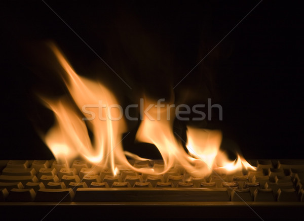 клавиатура огня пламени изолированный черный компьютер Сток-фото © Suljo
