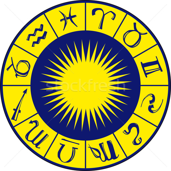 Horoscop simboluri albastru soare calendar semne Imagine de stoc © Suljo