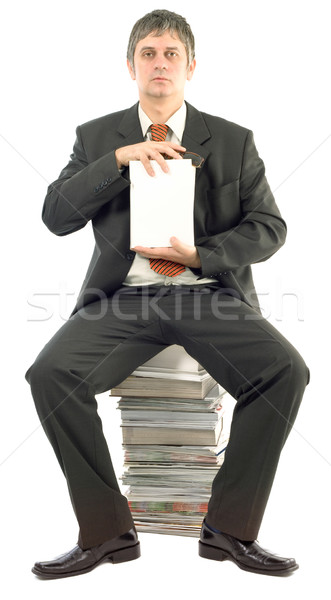 пусто белый книга бизнесмен сидят Сток-фото © Suljo