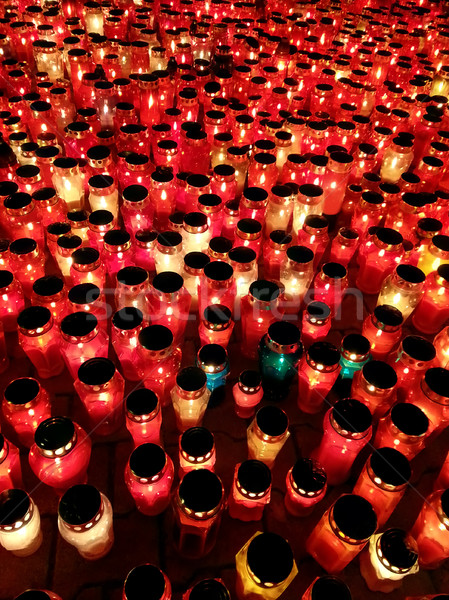 Kerzenlicht groß Gruppe Hintergrund Nacht Religion Stock foto © Suljo