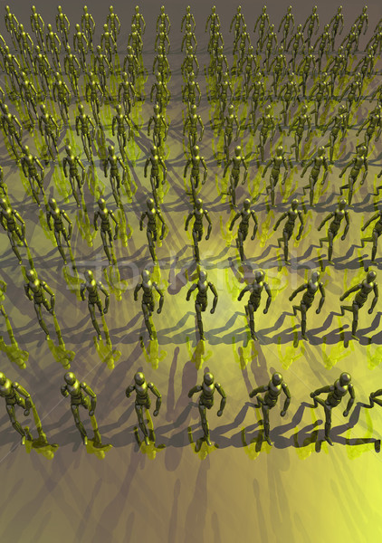 Armée 3D foule marche ombre [[stock_photo]] © Suljo