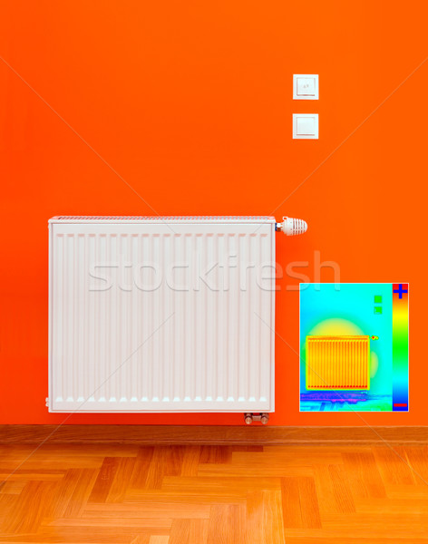 Heizkörper Heizung Bild Wärme Verlust orange Stock foto © Suljo