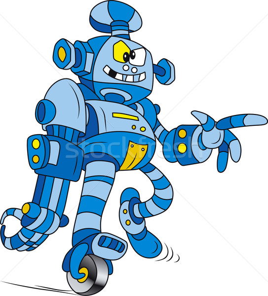 藍色 機器人 瘋狂的 黃銅 字符 計算機 商業照片 © Suljo