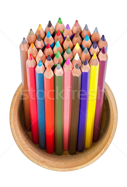 Stok fotoğraf: Renkli · kalemler · kalem · kutu · yalıtılmış · beyaz