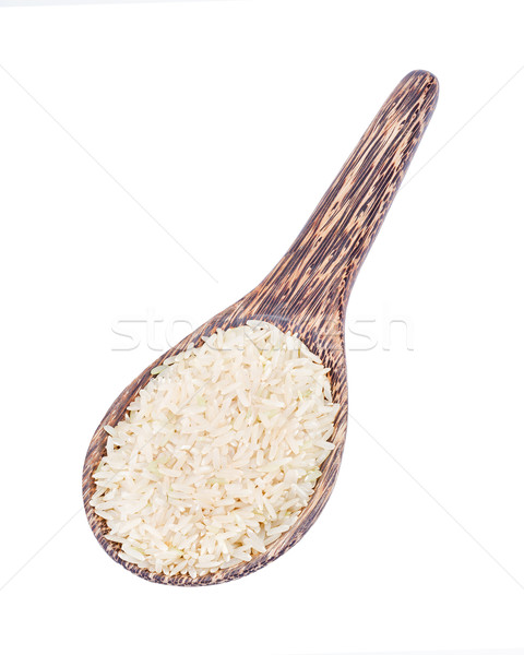 Rijst gepolijst houten pollepel geïsoleerd witte Stockfoto © supersaiyan3