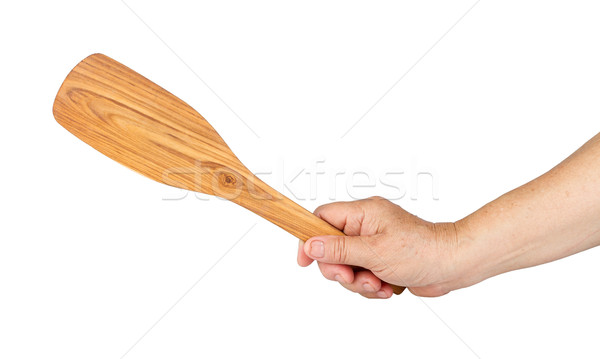 Stock photo: long-handle ladle in hand isolated on white