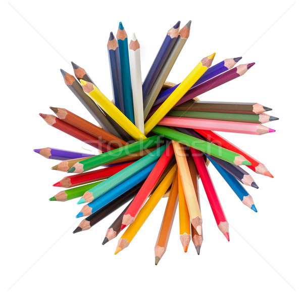 Kolorowy ołówki odizolowany biały drewna projektu Zdjęcia stock © supersaiyan3