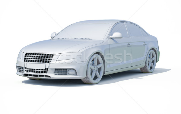 Stok fotoğraf: 3D · araba · beyaz · şablon · 3d · render · ikon