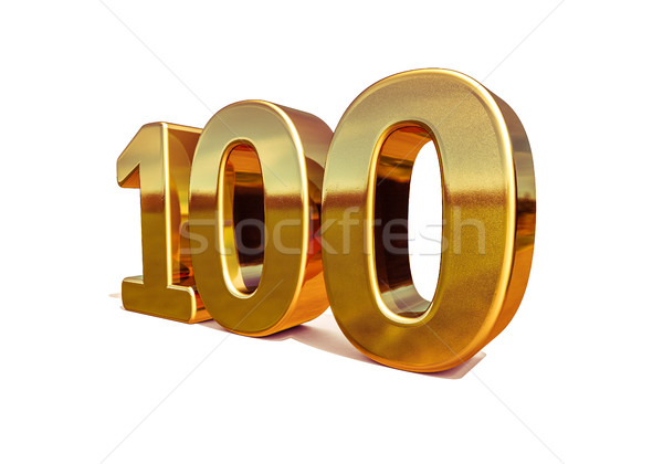 Stock photo: Gold 3d 100th Anniversary Sign