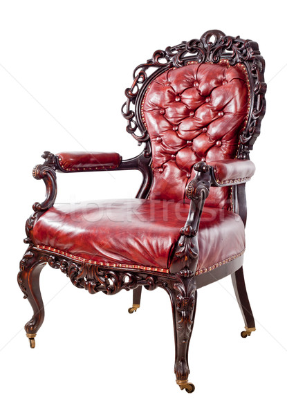 Vintage кресло кожа изолированный белый мебель Сток-фото © Supertrooper