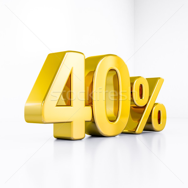 Stockfoto: Goud · procent · teken · 40 · korting · 3D