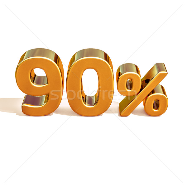 Stock photo: 3d Gold 90 Ninety Percent Discount Sign