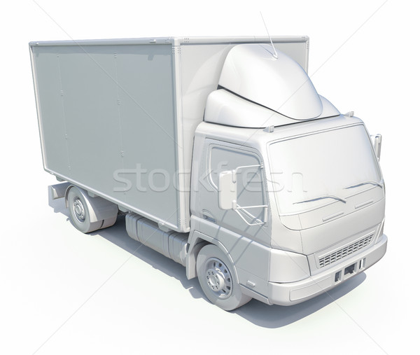 3d White Delivery Truck Icon Stock photo © Supertrooper