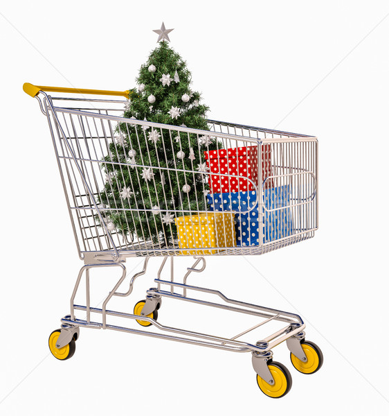 Isolated Shopping Cart With Gifts Stock photo © Supertrooper