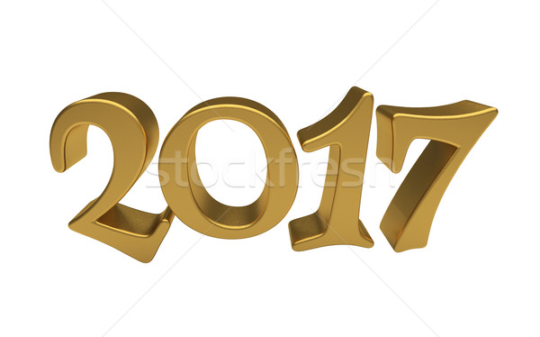 Stock photo: Gold 2017 Lettering Isolated