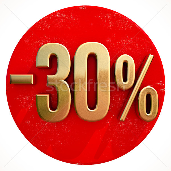 Gold 30 Percent Sign on Red Stock photo © Supertrooper