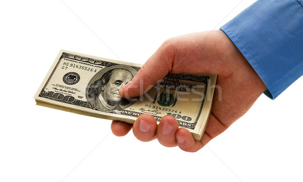 Geld Hand halten weiß Business Mann Stock foto © Supertrooper