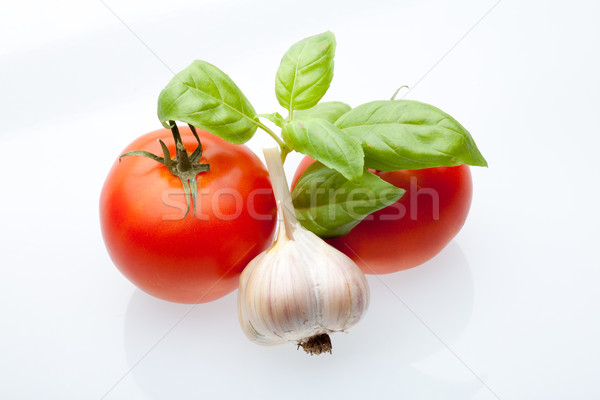 Tomaten mint Knoblauch Licht Symbole mediterrane Küche Stock foto © Supertrooper