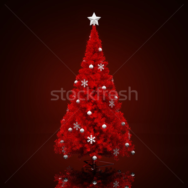 Zdjęcia stock: Odznaczony · choinka · ciemne · czerwony · drzewo · światła