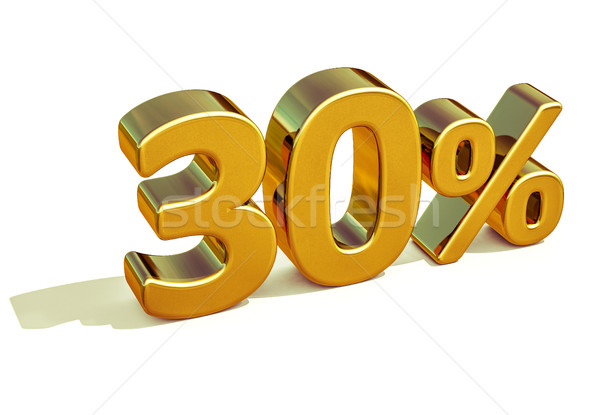 3D Gold 30 Prozent Ermäßigung Zeichen Stock foto © Supertrooper