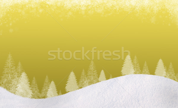 Stock fotó: Tél · karácsony · alsó · dombok · sziluettek · lucfenyő