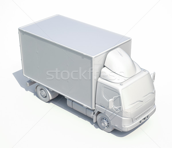3D biały samochód dostawczy ikona 3d usługi Zdjęcia stock © Supertrooper