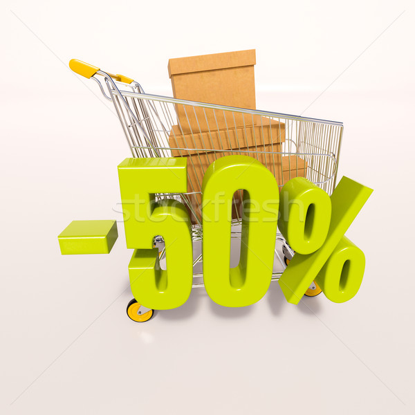 Cesta de la compra porcentaje signo 50 por ciento 3d Foto stock © Supertrooper