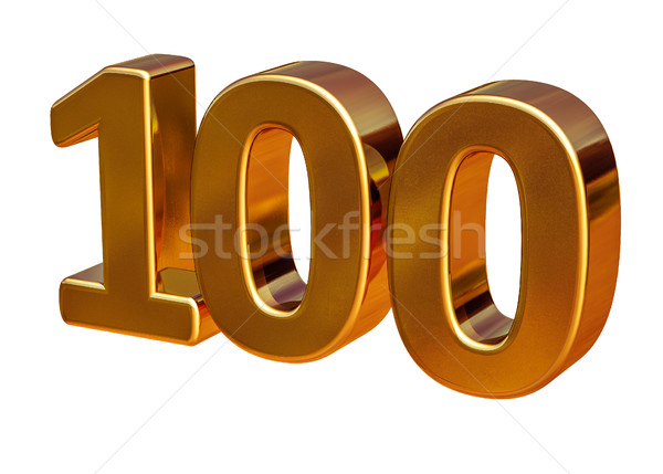 Gold 3D Jahrestag Zeichen Geburtstag 100 Stock foto © Supertrooper