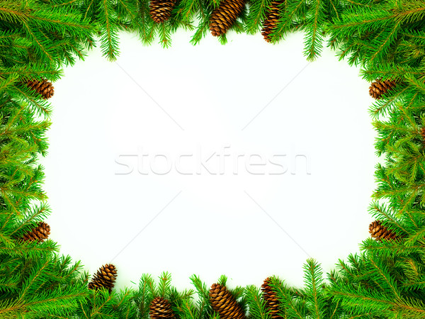 Natale frame complimenti effettivo albero rami Foto d'archivio © Supertrooper