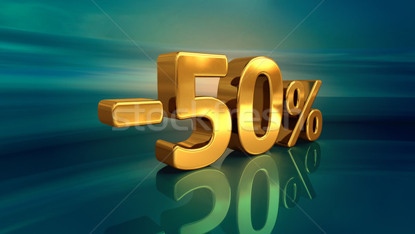 3d Gold -50%, Minus Fifty Percent Discount Sign Stock photo © Supertrooper