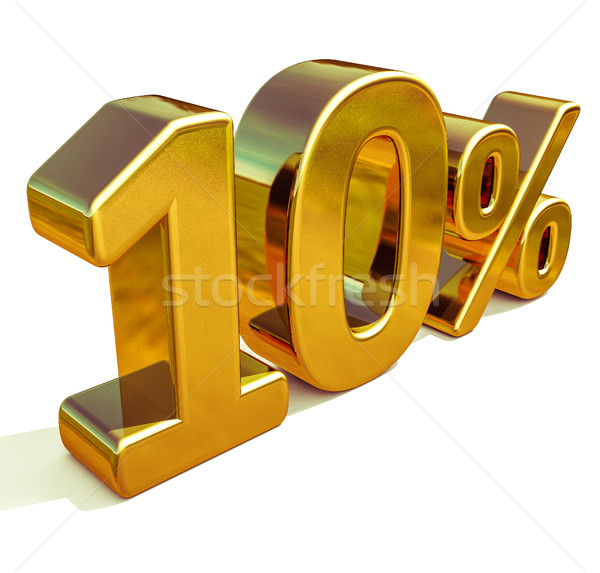3d Gold 10 Ten Percent Discount Sign Stock photo © Supertrooper