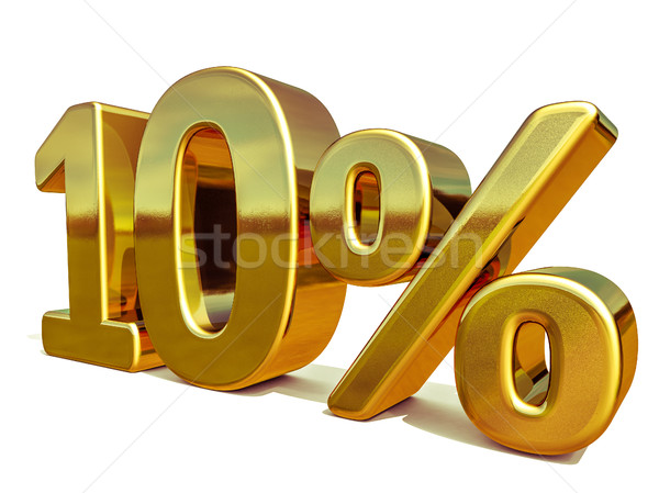 3d Gold 10 Ten Percent Discount Sign Stock photo © Supertrooper