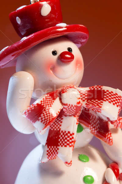 Vrolijk sneeuwpop Rood winter speelgoed welkom Stockfoto © Supertrooper